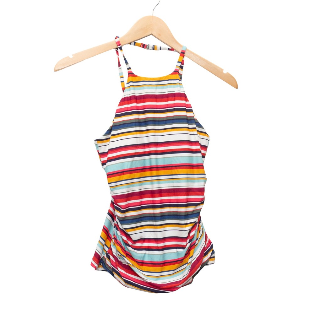 Anne Cole Tankini Swim Top Womens Small Multicolor‎ Excellent Striped High Neck